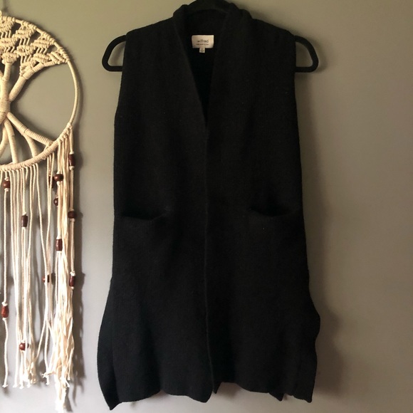 100% Wool Sleeveless Black Cardigan - Wilfred / Aritzia - Picture 1 of 8